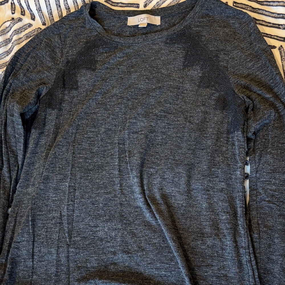 LOFT Charcoal Long Sleeve Top
